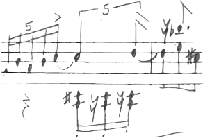 a brief excerpt of a manuscript score taken from a work for guitar